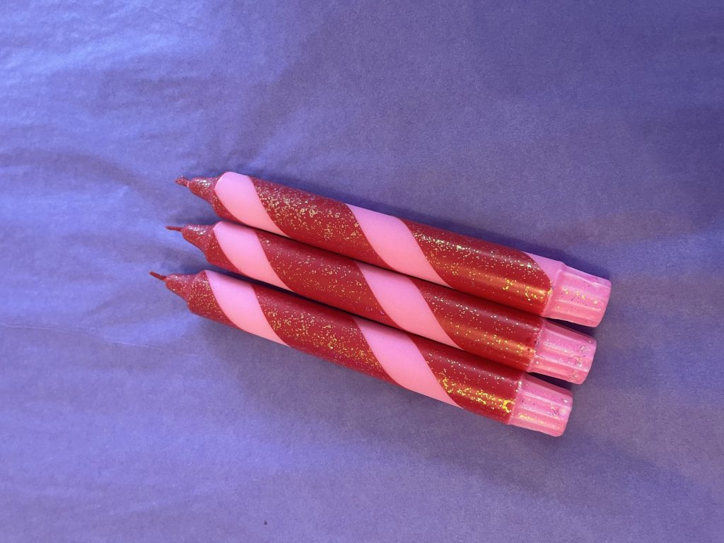 Mrs Miccio Stearinlys Polka-Glitz Red / Pink