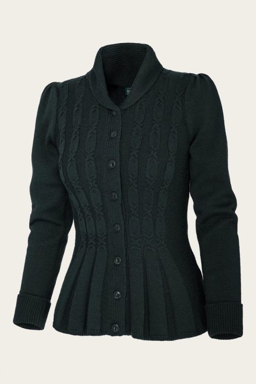 The Screen Siren Cardigan -Dark Bottle Green wool