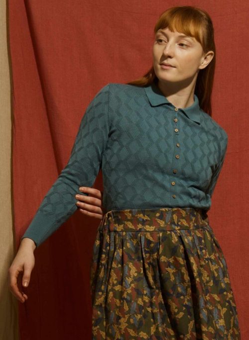 Rosie top - Teal Pointelle