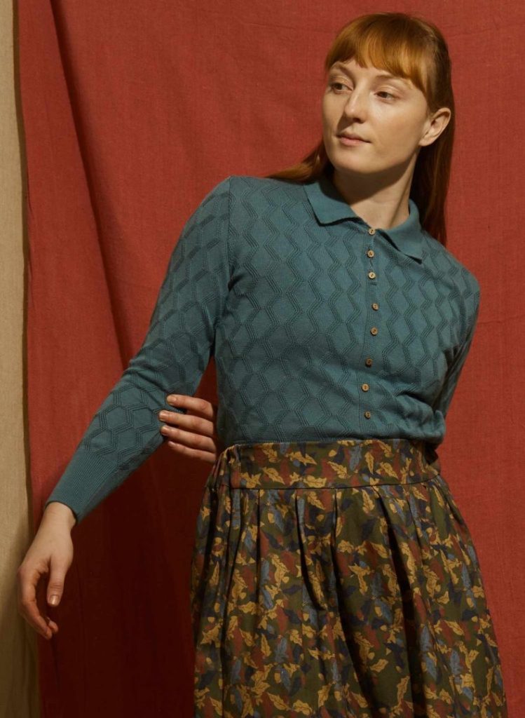 Rosie top - Teal Pointelle