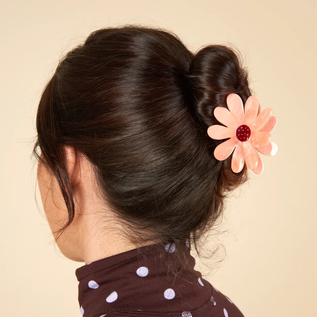 Pink Flower Hair Claw
